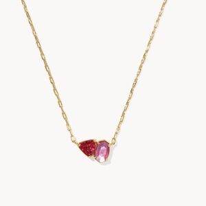 Kendra Scott Tatum Gold Short Pendant Necklace in Pink Mix